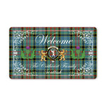 Doormat - Welcome Mat Scottish Clan Cathcart Tartan Door Mat, Plaid Doormat With Thistle and Two Lion Scottish