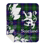 Sherpa Blanket - Tartan Blanket Thistle and Lion Scottish Clan MacThomas Plaid Blanket, plaid sherpa blanket queen,purple sherpa blanket,queen sherpa blanket,queen size sherpa blanket,red sherpa blanket,scottish tartan blankets,sherpa blanket,sherpa christmas blanket