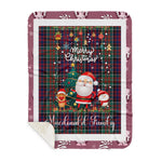Personalized Gift Tartan Plaid Blanket Clan Macdonald With Funny Santa Snowman Reindeer Merry Christmas Gift Sherpa Blanket, blue plaid sherpa blanket,blue tartan sherpa blanket,Buchan,buffalo plaid sherpa blanket,christmas sherpa blanket,Christmas Throw Blanket-Recovered