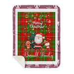 Personalized Gift Tartan Plaid Blanket Clan Burnett Ancient With Funny Santa Snowman Reindeer Merry Christmas Gift Sherpa Blanket, blue plaid sherpa blanket,blue tartan sherpa blanket,Buchan,buffalo plaid sherpa blanket,christmas sherpa blanket,Christmas Throw Blanket