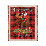 Personalized Gift Plaid Tartan Blanket Clan MacQueen With Moose Lover Xmas Gift Santa Riding Christmas Fleece Blanket