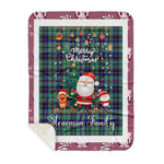 Personalized Gift Tartan Plaid Blanket Clan Stevenson With Funny Santa Snowman Reindeer Merry Christmas Gift Sherpa Blanket, blue plaid sherpa blanket,blue tartan sherpa blanket,Buchan,buffalo plaid sherpa blanket,christmas sherpa blanket,Christmas Throw Blanket