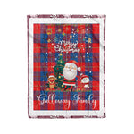 Personalized Gift Tartan Plaid Blanket Clan Galloway With Funny Santa Snowman Reindeer Merry Christmas Fleece Blanket, Christmas Blanket, Plaid Blanket, Tartan Blanket,Scottish Blanket