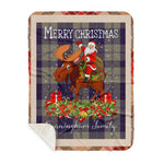 Personalized Gift Plaid Tartan Blanket Clan Cunningham Dress Blue Dancers With Moose Lover Xmas Gift Santa Riding Buffalo Plaid Christmas Sherpa Blanket