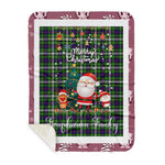 Personalized Gift Tartan Plaid Blanket Clan Farquharson With Funny Santa Snowman Reindeer Merry Christmas Gift Sherpa Blanket, blue plaid sherpa blanket,blue tartan sherpa blanket,Buchan,buffalo plaid sherpa blanket,christmas sherpa blanket,Christmas Throw Blanket