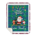 Personalized Gift Tartan Plaid Blanket Clan Irvine Ancient With Funny Santa Snowman Reindeer Merry Christmas Gift Sherpa Blanket, blue plaid sherpa blanket,blue tartan sherpa blanket,Buchan,buffalo plaid sherpa blanket,christmas sherpa blanket,Christmas Throw Blanket