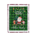 Personalized Gift Tartan Plaid Blanket Clan Arthur With Funny Santa Snowman Reindeer Merry Christmas Fleece Blanket, Home Living Room, Plaid Blanket, Tartan Blanket, Scottish Blanket, Buffalo fleece blanket, Christmas Blanket