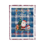 Personalized Gift Tartan Plaid Blanket Clan Muirhead Blue With Funny Santa Snowman Reindeer Merry Christmas Fleece Blanket, Home Living Room, Plaid Blanket, Tartan Blanket, Scottish Blanket, Buffalo fleece blanket, Christmas Blanket