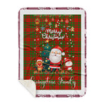 Personalized Gift Tartan Plaid Blanket Clan Livingstone With Funny Santa Snowman Reindeer Merry Christmas Gift Sherpa Blanket, blue plaid sherpa blanket,blue tartan sherpa blanket,Buchan,buffalo plaid sherpa blanket,christmas sherpa blanket,Christmas Throw Blanket