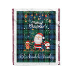 Personalized Gift Tartan Plaid Blanket Clan Blackwatch Ancient With Funny Santa Snowman Reindeer Merry Christmas Fleece Blanket, Home Living Room, Plaid Blanket, Tartan Blanket, Scottish Blanket, Buffalo fleece blanket, Christmas Blanket