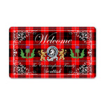 Doormat - Welcome Mat Scottish Clan Badge Cunningham Modern Tartan Door Mat, Plaid Doormat With Thistle and Two Lion Scottish