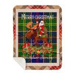 Personalized Gift Plaid Tartan Blanket Clan Whitelaw Modern With Moose Lover Xmas Gift Santa Riding Buffalo Plaid Christmas Sherpa Blanket