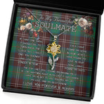 To My Beautiful Soulmate Sunflower Necklace In Your Eyes I Have Found My Home Clan Chisholm Hunting Ancient Tartan Jewelry For Girlfriend, Tartan Sunflower Pendant Necklace, Scottish Tartan Jewelry, valentine necklace, necklace girlfriend, necklace for wife, cute necklaces for girlfriend, jewelry for girlfriend, to my soulmate necklace, to my future wife necklace
