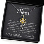 To My Mom Necklace, To My Beautiful Mom Necklace, Mother's Day Gift For Mom From Son, Thank You Mom Sunflower Pendant Necklace