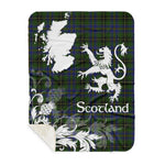 Sherpa Blanket - Tartan Blanket Thistle and Lion Scottish Clan MacInnes Plaid Blanket, plaid sherpa blanket queen,purple sherpa blanket,queen sherpa blanket,queen size sherpa blanket,red sherpa blanket,scottish tartan blankets,sherpa blanket,sherpa christmas blanket