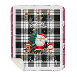 Personalized Gift Tartan Plaid Blanket Clan MacFarlane Grey With Funny Santa Snowman Reindeer Merry Christmas Gift Sherpa Blanket, blue plaid sherpa blanket,blue tartan sherpa blanket,Buchan,buffalo plaid sherpa blanket,christmas sherpa blanket,Christmas Throw Blanket