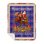 Personalized Gift Plaid Tartan Blanket Clan Ochterlony With Moose Lover Xmas Gift Santa Riding Buffalo Plaid Christmas Sherpa Blanket