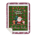 Personalized Gift Tartan Plaid Blanket Clan MacKinnon Hunting Modern With Funny Santa Snowman Reindeer Merry Christmas Gift Sherpa Blanket, blue plaid sherpa blanket,blue tartan sherpa blanket,Buchan,buffalo plaid sherpa blanket,christmas sherpa blanket,Christmas Throw Blanket