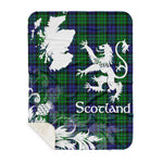 Sherpa Blanket - Tartan Blanket Thistle and Lion Scottish Clan MacCallum Modern Plaid Blanket, plaid sherpa blanket queen,purple sherpa blanket,queen sherpa blanket,queen size sherpa blanket,red sherpa blanket,scottish tartan blankets,sherpa blanket,sherpa christmas blanket