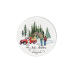 Scotstee Shop - Personalize Name Family First Christmas In Our New Home Watercolor winter Ceramic Ornament