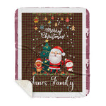 Personalized Gift Tartan Plaid Blanket Clan Innes of Cowie With Funny Santa Snowman Reindeer Merry Christmas Gift Sherpa Blanket, blue plaid sherpa blanket,blue tartan sherpa blanket,Buchan,buffalo plaid sherpa blanket,christmas sherpa blanket,Christmas Throw Blanket
