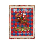 Personalized Gift Plaid Tartan Blanket Clan McKerrell Red With Moose Lover Xmas Gift Santa Riding Christmas Fleece Blanket