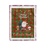 Personalized Gift Tartan Plaid Blanket Clan Callander With Funny Santa Snowman Reindeer Merry Christmas Fleece Blanket, Home Living Room, Plaid Blanket, Tartan Blanket, Scottish Blanket, Buffalo fleece blanket, Christmas Blanket