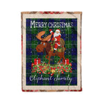 Personalized Gift Plaid Tartan Blanket Clan Oliphant Modern With Moose Lover Xmas Gift Santa Riding Christmas Fleece Blanket