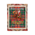 Personalized Gift Plaid Tartan Blanket Clan Stewart of Appin Ancient With Moose Lover Xmas Gift Santa Riding Christmas Fleece Blanket
