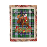 Personalized Gift Plaid Tartan Blanket Clan MacKenzie Dress Modern With Moose Lover Xmas Gift Santa Riding Christmas Fleece Blanket