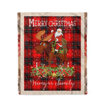 Personalized Gift Plaid Tartan Blanket Clan Wemyss With Moose Lover Xmas Gift Santa Riding Christmas Fleece Blanket