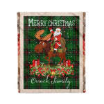 Personalized Gift Plaid Tartan Blanket Clan Orrock With Moose Lover Xmas Gift Santa Riding Christmas Fleece Blanket