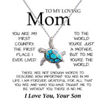 To My Loving Mom Necklace You're The World Necklace Gift For Mom From Son, Mothers Day Sea Turtle Necklace