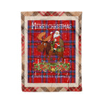 Personalized Gift Plaid Tartan Blanket Clan Inverness District With Moose Lover Xmas Gift Santa Riding Christmas Fleece Blanket