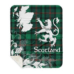 Sherpa Blanket - Tartan Blanket Thistle and Lion Scottish Clan Ross Hunting Modern Plaid Blanket, plaid sherpa blanket queen,purple sherpa blanket,queen sherpa blanket,queen size sherpa blanket,red sherpa blanket,scottish tartan blankets,sherpa blanket,sherpa christmas blanket