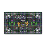 Doormat - Welcome Mat Scottish Clan Forbes of Druinnor Tartan Door Mat, Plaid Doormat With Thistle and Two Lion Scottish
