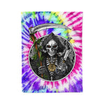 Scotstee Shop - Scotstee Shop Blanket Grim Reaper Stoner Weed Artsy Neon Rainbow Tie Dye Watercolor Hippie Fleece Blanket