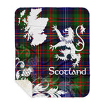Sherpa Blanket - Tartan Blanket Thistle and Lion Scottish Clan Cameron Of Erracht Modern Plaid Blanket, plaid sherpa blanket queen,purple sherpa blanket,queen sherpa blanket,queen size sherpa blanket,red sherpa blanket,scottish tartan blankets,sherpa blanket,sherpa christmas blanket