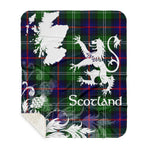 Sherpa Blanket - Tartan Blanket Thistle and Lion Scottish Clan Sutherland Plaid Blanket, plaid sherpa blanket queen,purple sherpa blanket,queen sherpa blanket,queen size sherpa blanket,red sherpa blanket,scottish tartan blankets,sherpa blanket,sherpa christmas blanket