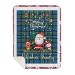 Personalized Gift Tartan Plaid Blanket Clan Robertson Hunting Ancient With Funny Santa Snowman Reindeer Merry Christmas Gift Sherpa Blanket, blue plaid sherpa blanket,blue tartan sherpa blanket,Buchan,buffalo plaid sherpa blanket,christmas sherpa blanket,Christmas Throw Blanket