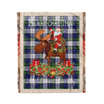 Personalized Gift Plaid Tartan Blanket Clan Meldrum Gordon Dress With Moose Lover Xmas Gift Santa Riding Christmas Fleece Blanket