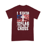 Scotstee Shop - Womens I Stand For The Flag I Kneel For The Cross US Flag Patriotic 4th Of July Shirt Stand For The Flag Kneel For The Cross T Shirt