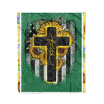 Scotstee Shop - Fleece Blanket - Jesus Love Faith Christian Sunflower USA Flag Gifts Fleece Blanket