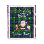 Personalized Gift Tartan Plaid Blanket Clan Graham Of Menteith Modern With Funny Santa Snowman Reindeer Merry Christmas Fleece Blanket, Christmas Blanket, Plaid Blanket, Tartan Blanket,Scottish Blanket