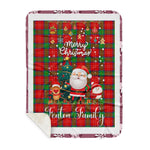 Personalized Gift Tartan Plaid Blanket Clan Fenton With Funny Santa Snowman Reindeer Merry Christmas Gift Sherpa Blanket, blue plaid sherpa blanket,blue tartan sherpa blanket,Buchan,buffalo plaid sherpa blanket,christmas sherpa blanket,Christmas Throw Blanket