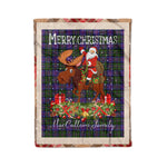 Personalized Gift Plaid Tartan Blanket Clan MacCallum of Berwick With Moose Lover Xmas Gift Santa Riding Christmas Fleece Blanket
