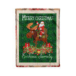 Personalized Gift Plaid Tartan Blanket Clan Erskine Hunting With Moose Lover Xmas Gift Santa Riding Christmas Fleece Blanket
