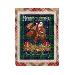 Personalized Gift Plaid Tartan Blanket Clan MacCallum Modern With Moose Lover Xmas Gift Santa Riding Christmas Fleece Blanket