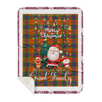 Personalized Gift Tartan Plaid Blanket Clan Grant of Edinchat With Funny Santa Snowman Reindeer Merry Christmas Gift Sherpa Blanket, blue plaid sherpa blanket,blue tartan sherpa blanket,Buchan,buffalo plaid sherpa blanket,christmas sherpa blanket,Christmas Throw Blanket