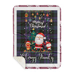 Personalized Gift Tartan Plaid Blanket Clan Clergy Purple With Funny Santa Snowman Reindeer Merry Christmas Gift Sherpa Blanket, blue plaid sherpa blanket,blue tartan sherpa blanket,Buchan,buffalo plaid sherpa blanket,christmas sherpa blanket,Christmas Throw Blanket